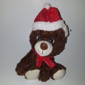 Brown Bear Plush 9" Stuffed Animal Toy Red Scarf Santa Hat Christmas Homerbest